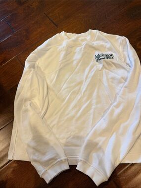lululemon athletica White Crewneck Sweatshirt with Small Logo
